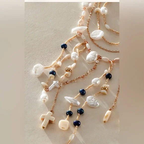 Free People Ariana Ost something beautiful Boho Pearl and Bead Necklace - Picture 3 of 7